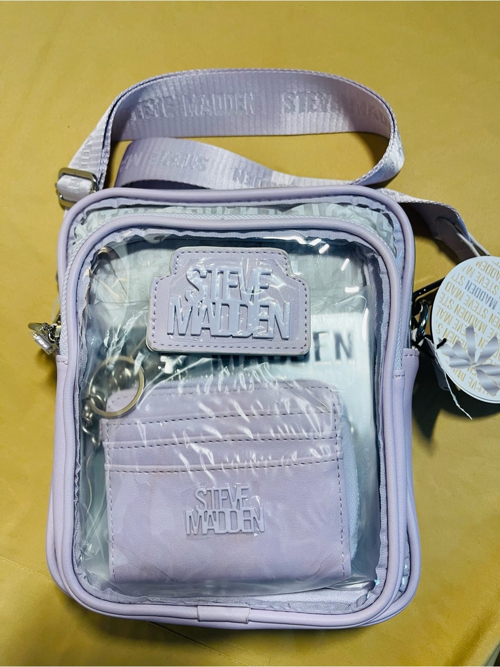 Steve Madden Lilac Clear Crossbody Bag with Matching Wallet. NWT